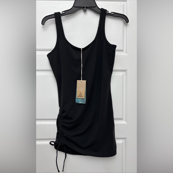 Prana Tops - Prana Black Asymmetrical Ruched Sleeveless Tank Top